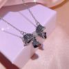 Sweet Creative Sea Bow Necklace Female  Stamp Black Gold Two Tone Stud Earrings Ring Jewelry Set