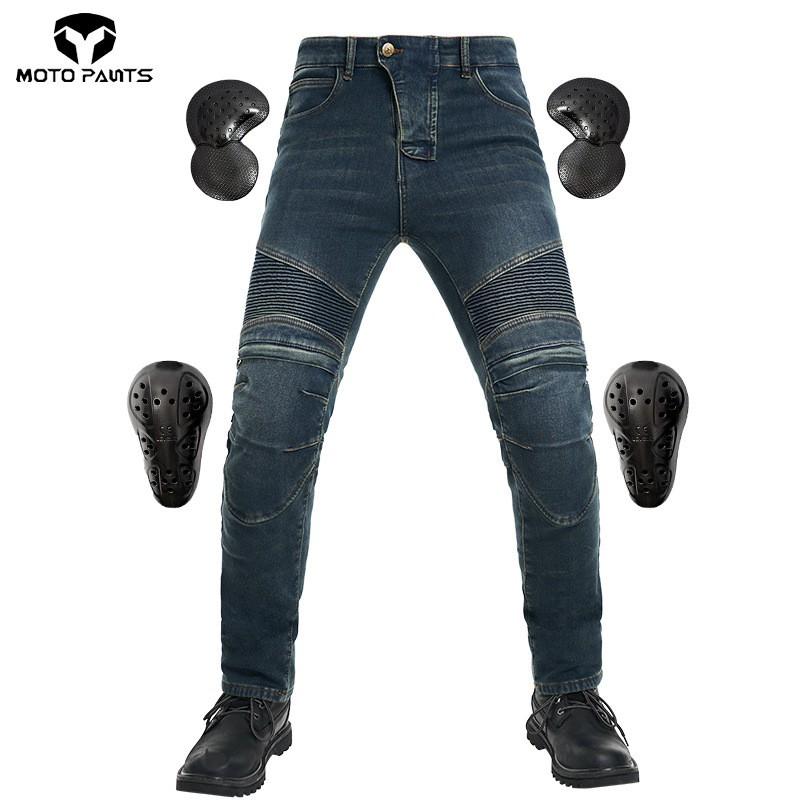 Motorcycle Riding Protective Gear Set Mens Kevlar Reinforced Jeans With Knee Pads Summer Cycling Safety Pants Small