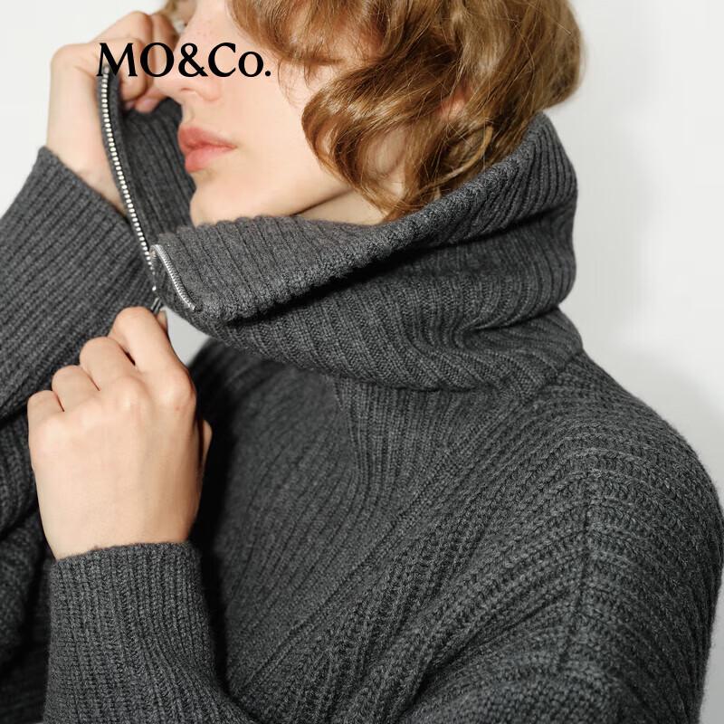 MO&Co. Acetate Cashmere Blend Zip-Up Pullover Sweater