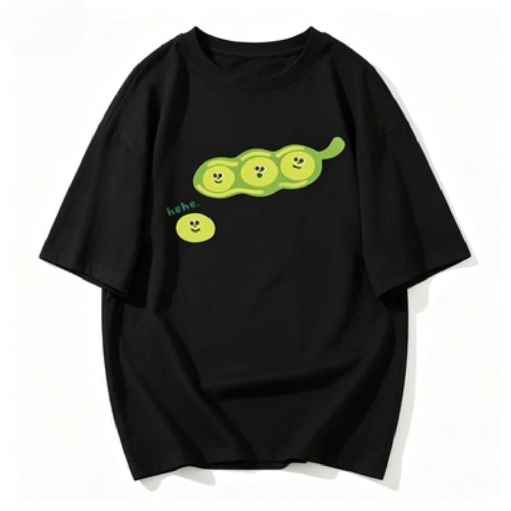 Funny Happy Set Beer And Edamame Graphic T Shirt Unisex Japanese Izakaya Themed Casual Short Sleeve Tee For Summer Daily Wear
