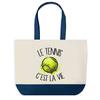 Tote Bag - PLANETEE - Tennis Is Life - Blue - Cotton - 40x45 Cm