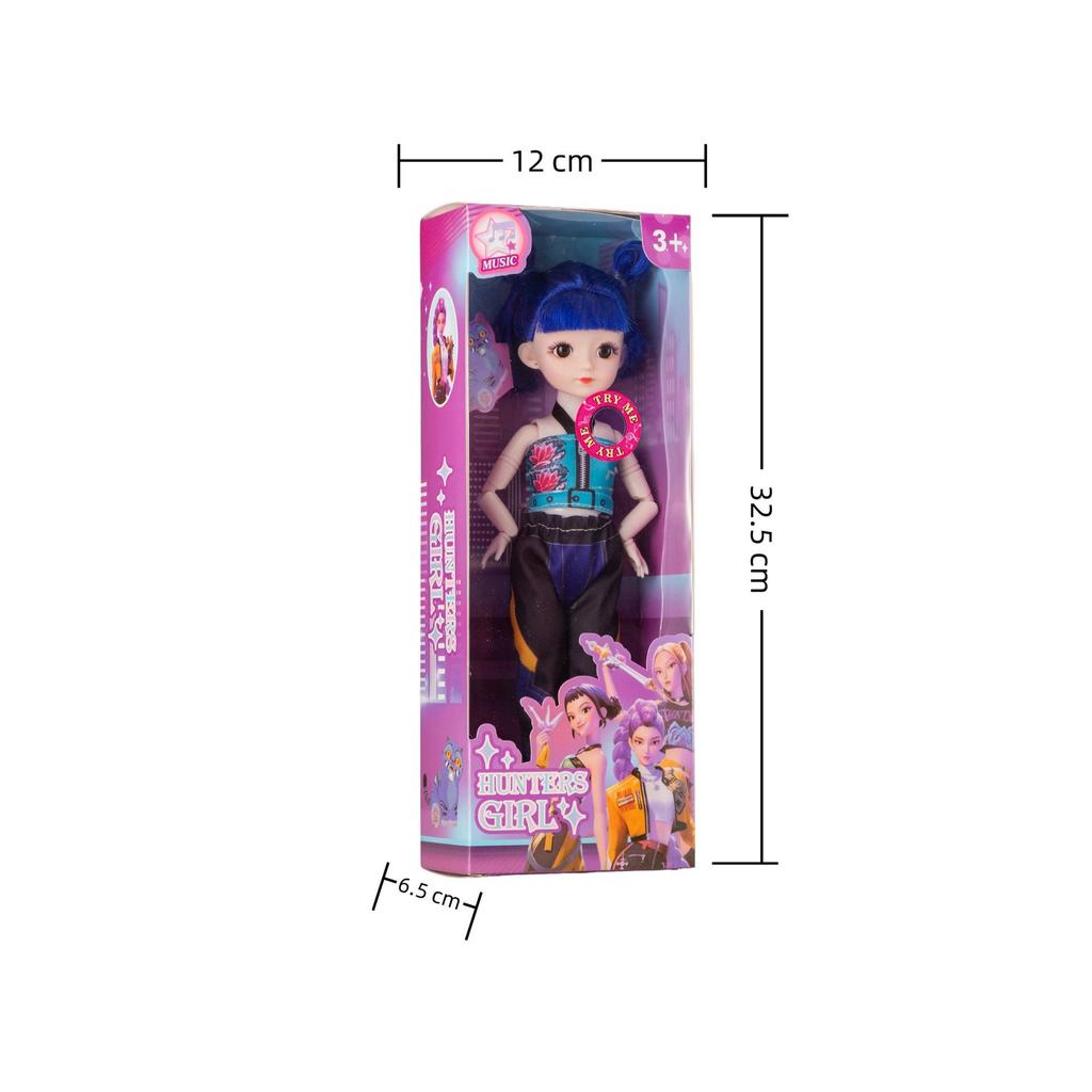 K-POP Devil Hunter Girl 12-inch Articulated Vinyl Figure with Sound and LED Lighting, Children's Poseable Action Toy