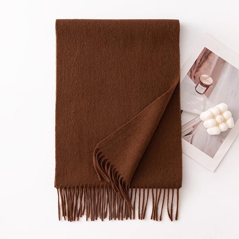 Autumn and Winter New Solid Color Scarf for Women Versatile Neck Scarf Thickened Warm Shawl Simple Tassel