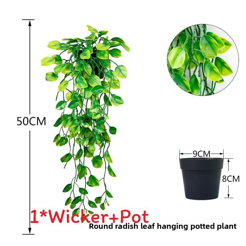 Faux Hanging Vine Plant With Green Leaves For Balcony And Party Decoration