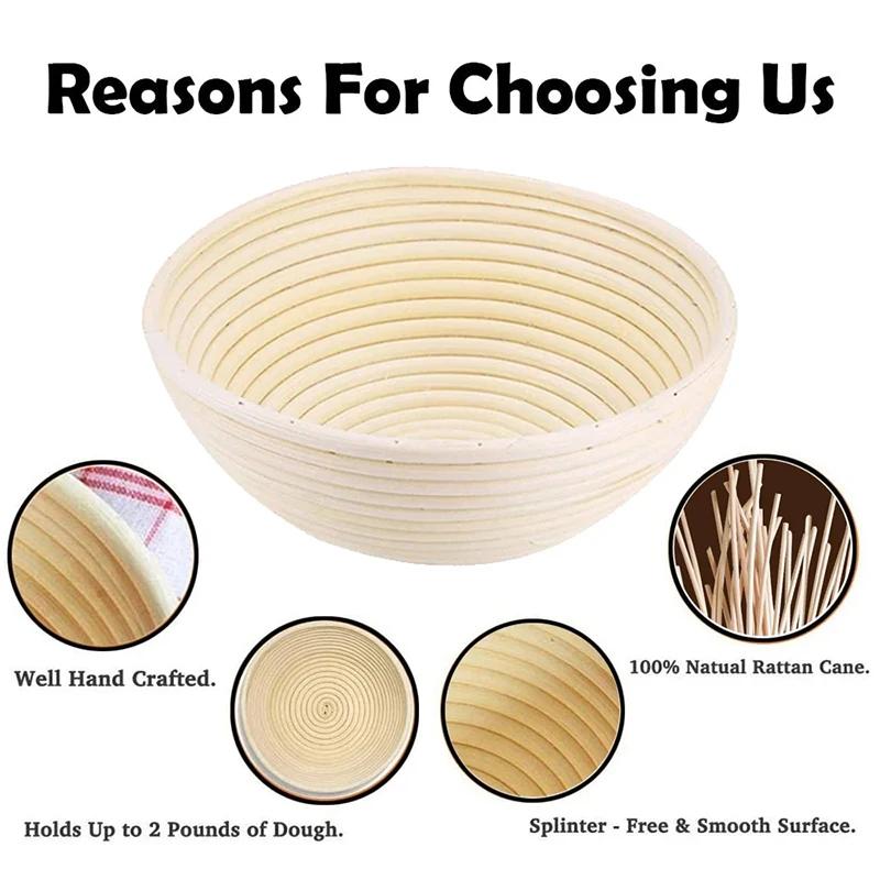 Bread Proofing Basket Round Oval Long Banneton Rattan Bread Dough Proofing Proving Rattan Basket with Linen Liner Cloth