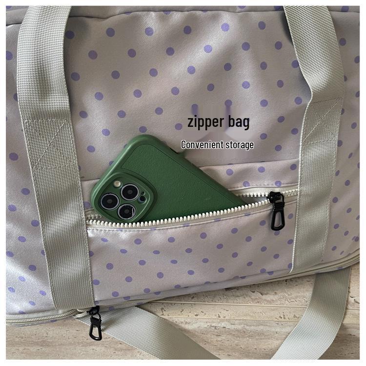 Korean Polka Dot Commuter Shoulder Bag – Large Capacity Wet/Dry Fitness & Travel Bag