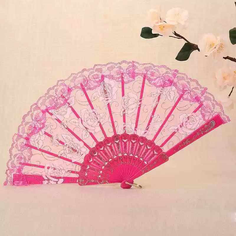 New Style Rose Lace Women's Folding Fan, Dance Fan, High-End Women's Fan, Gift Fan for Weddings