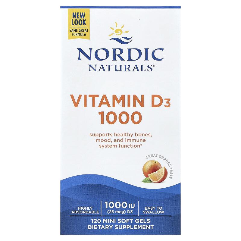 Vitamin D3 1000, Orange, 25 Mcg (1,000 IU), 120 Mini Soft Gels