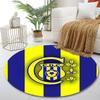 Round Rug CDC C Monogram Shield Soccer Ball Laurel Blue Yellow Stripes Soccer Club Crest Circular Rug for Football Fan Decor