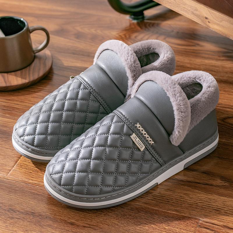 Elderly Waterproof Cotton Slippers Men's Bag Heel Indoor Home Non-slip Warm Household Wool Cotton Shoes Winter Large Size Women