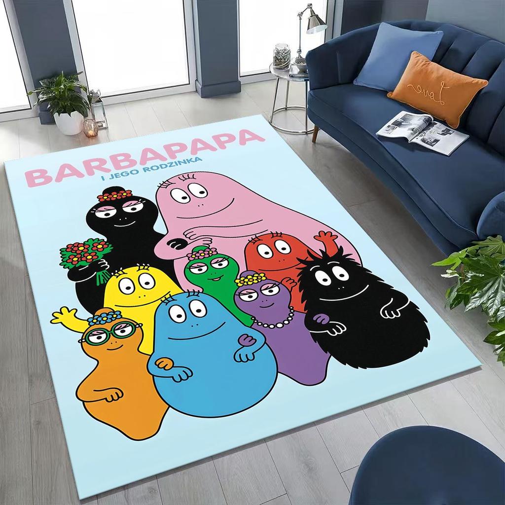 Cartoon Les Barbapapa Barbamama Family Rug for Bedroom Living Room Sofa Home Doormat Decor, Large Kids Play Non-slip Floor Mat