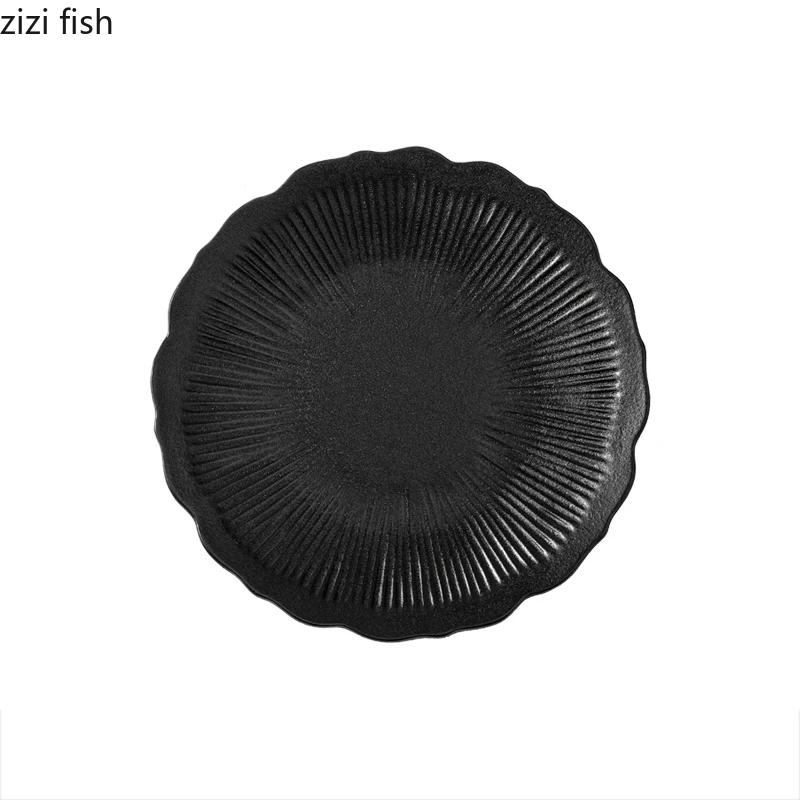 Farfurie cu dungi în formă de flori de culoare solidă Farfurie din ceramică cu friptură Farfurie cu salată Farfurii cu pește Farfurie pentru sushi Farfurii pentru desert
