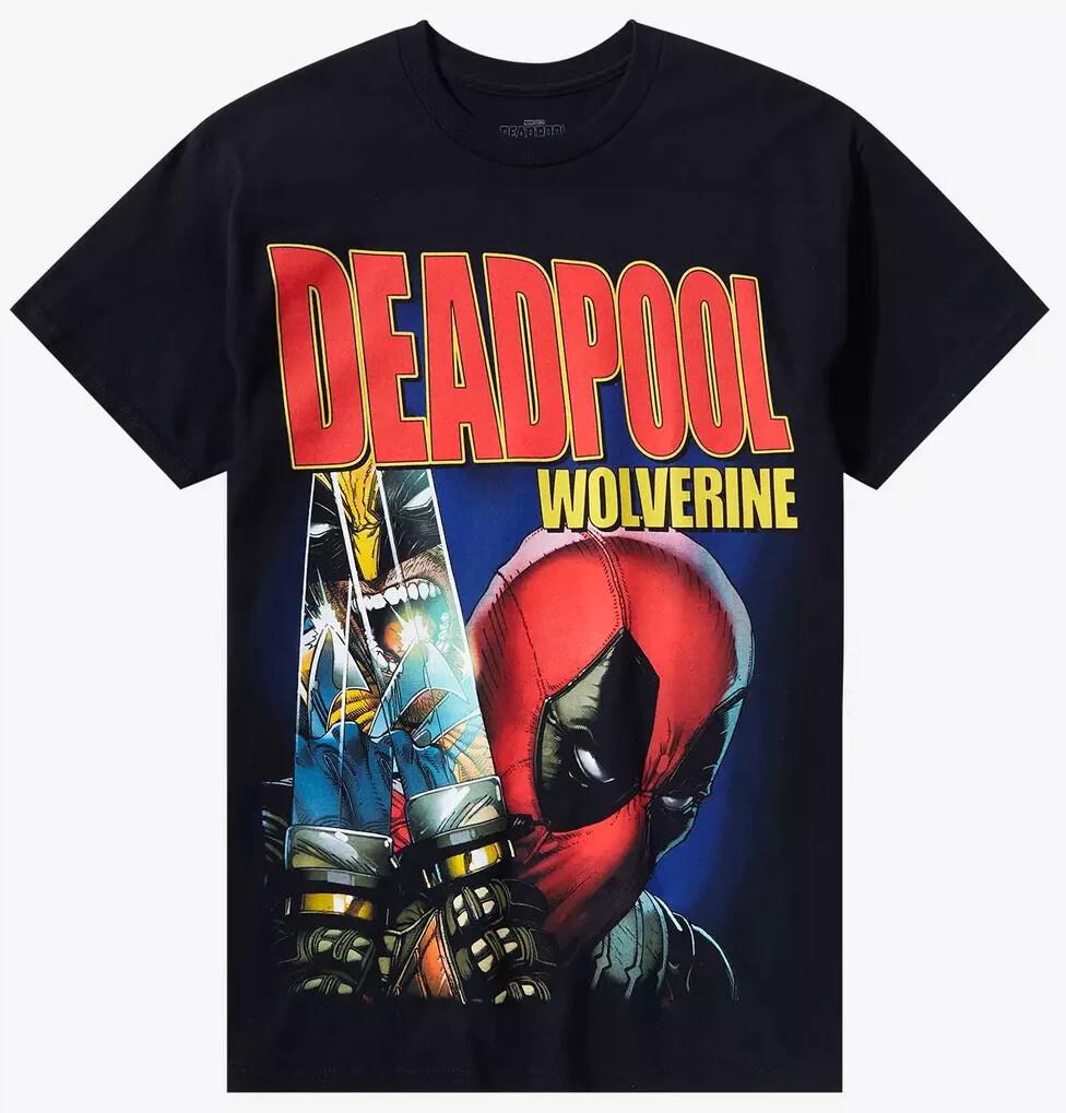 Deadpool Wolverine Mens T-shirt Wolvy Reflects Deadpool Blade Jumbo Print XXXL