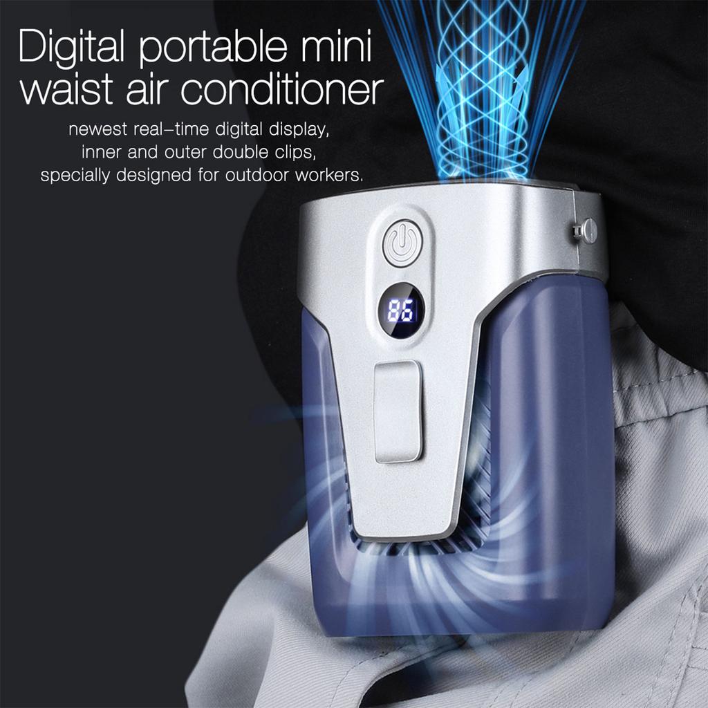 12000mAh Portable Waist Fan USB Rechargeable Air Conditioner Bladeless Mute Hanging Neck Fan Summer Mini Fan for Outdoor
