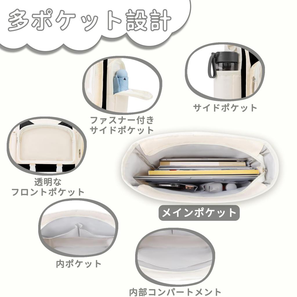 Ita Oshikatsu A4 Cute Cat Ear Backpack with Clear Shoulder Backpack for Perfect for and Travel [TINYAT] Bag, Backpack, Size, Water-Repellent, 3-Way,