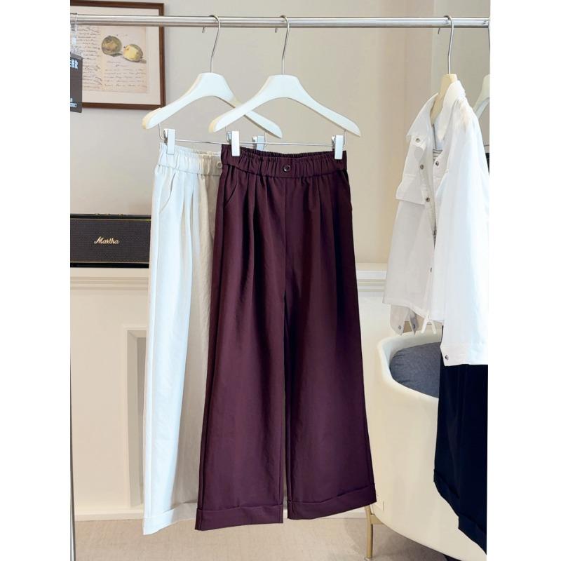 

Маленькие эластичные брюки-кюлоты прямого кроя женские белые осенние новые с высокой талией, облегающие, с отворотами, повседневные брюки XL красный