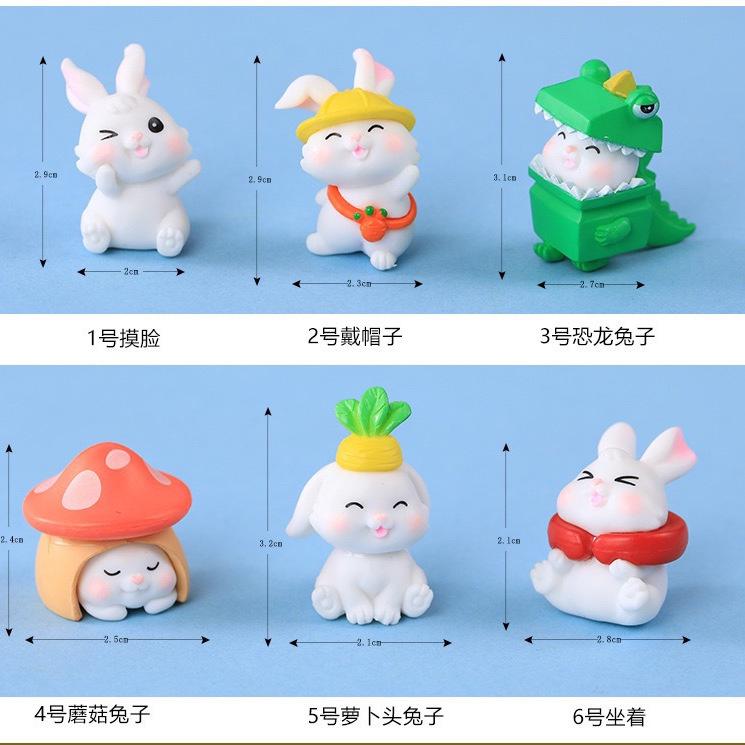 

6 шт./компл. Csrtoon мини-динозавры, кролики, миниатюры животных, сделай сам, сказочный сад, украшение, мох, террариум, микропейзаж 2-3cm разноцветный