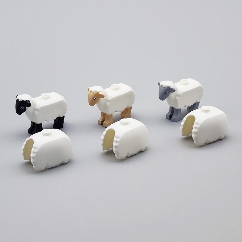 3PCS Animal Building Block Sheep DIY Assembly Small Particle Accessories Compatible with Major Brands