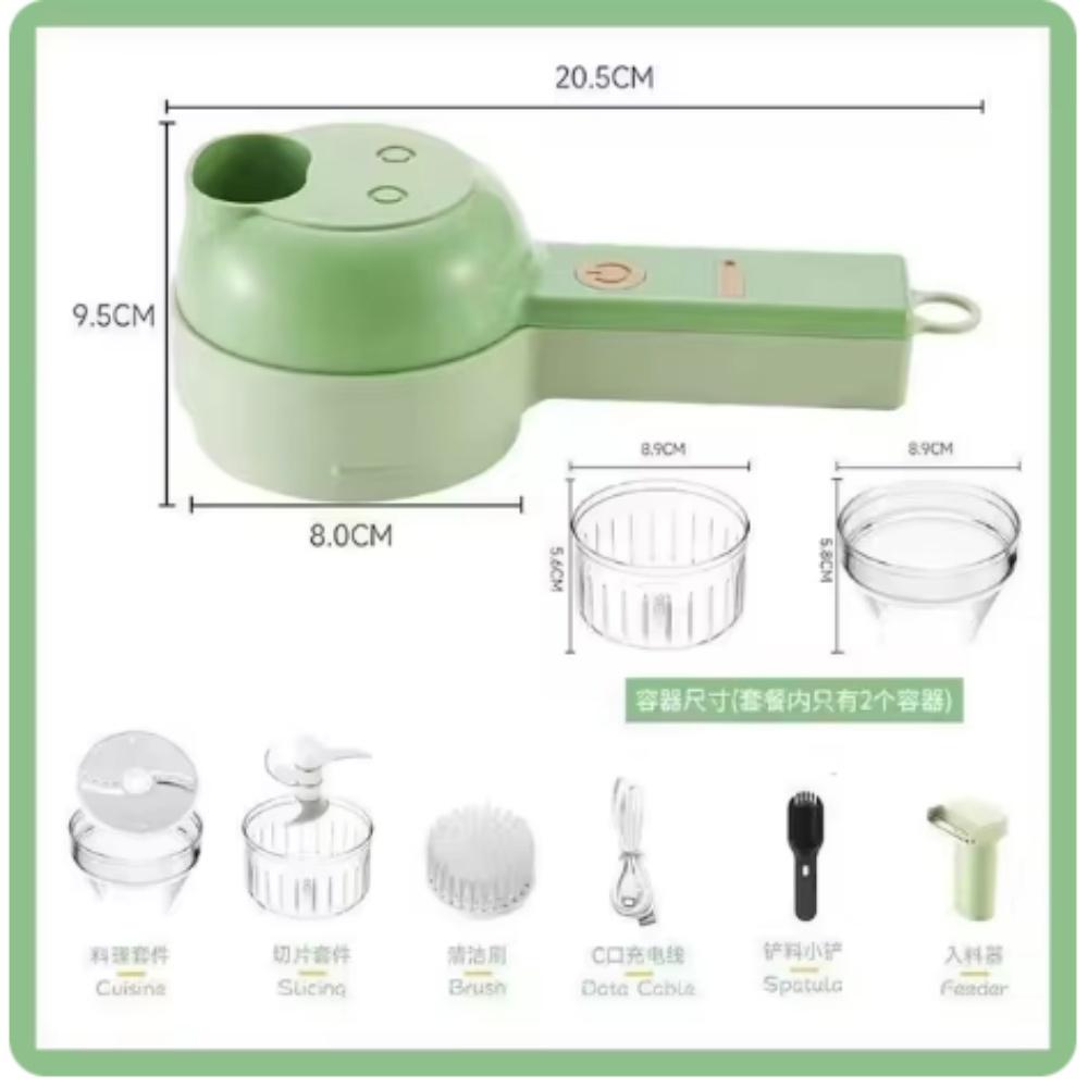 

4 In 1 Handheld Electric Vegetable Cutter Wireless Chop Garlic Mash Minced Slice Onion Cutting Multifunctional Cooking Gadget