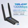 2 Antenna Design 1300Mbps WiFi Dongle Dual Band Wireless Network Card WiFi USB Adapter  Office Use