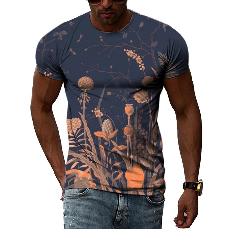 Letnia moda Osobowość Kwiaty graficzne koszulki Męskie Casual 3D Drukowane Krótkie rękawy Koszulki Hip Hop Trend Harajuku O-neck Topy