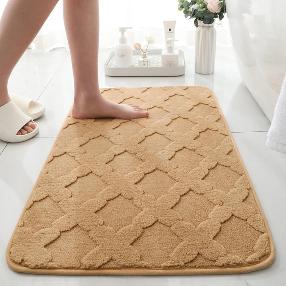 Extra Soft Bathroom Rug Super Absorbent Quick Dry Non-Slip Bath Mat Memory Foam Extra Thick Microfiber Shower Carpet