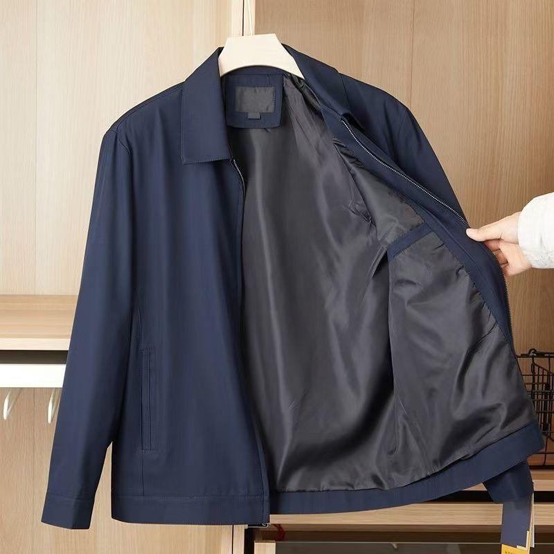 Men's Jacket Spring and Autumn Lapel Business Jacket Solid Color Loose Jacket