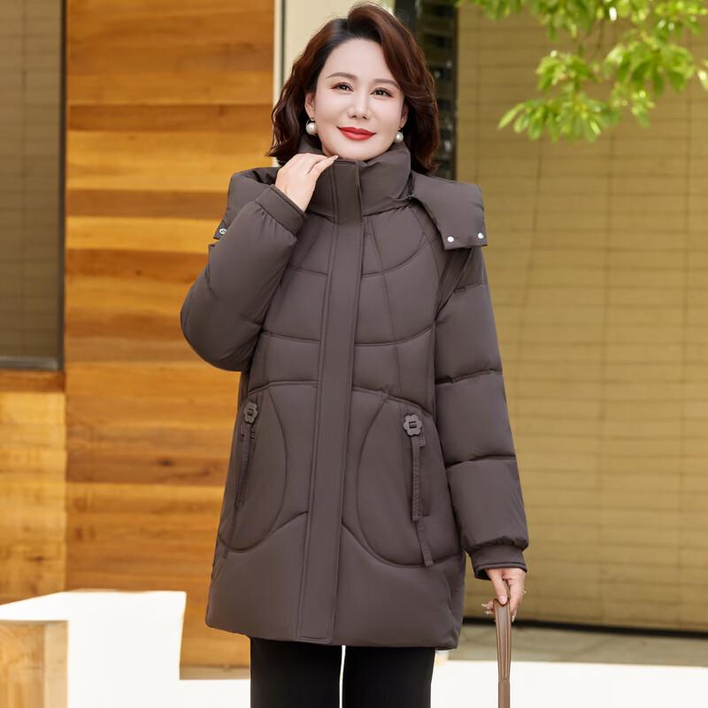 Yonghua Women's Mid-Length Hooded Padded Winter Jacket