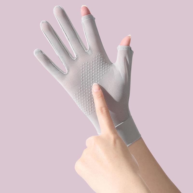 UV Protection Women's Gloves Summer Cycling Flip-Tip Touchscreen Ice Silk Driving Non-slip Golf Stretchy Breathable Hiking Glove