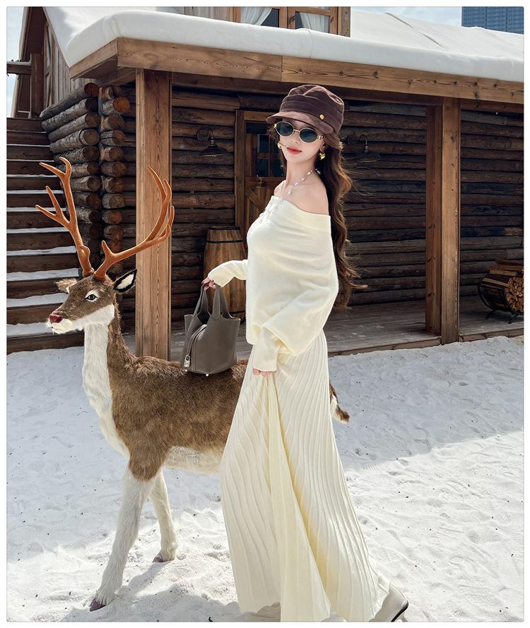 High-Quality Autumn/Winter Knit Sweater Skirt Set for Women