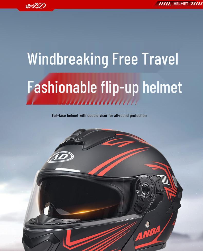 AD Unisex 3C Certified Winter Electric Motorcycle Flip-Up Full Face Helmet