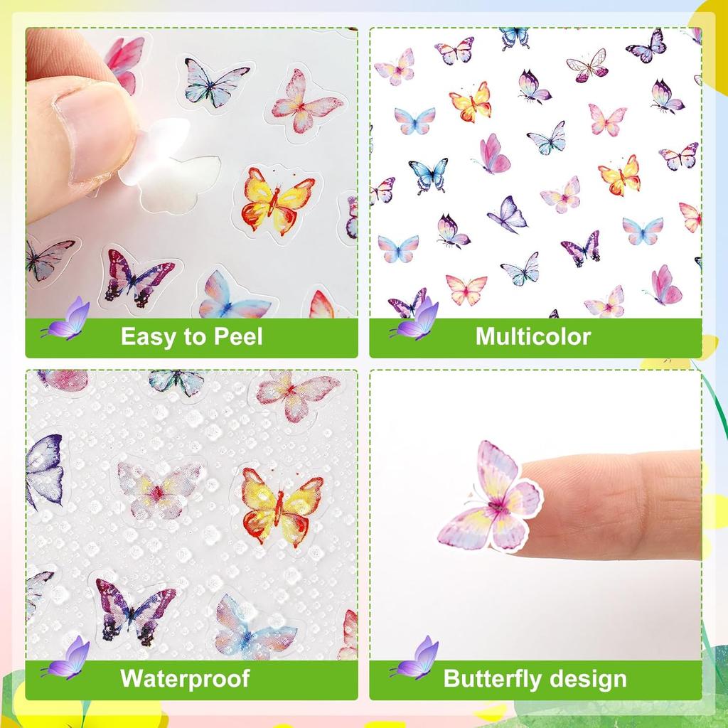 Geyee 3000 Pcs Small Butterfly Stickers for Kids Pink and Purple Mini Tiny Watercolor Incentive Chart Butterflies Stickers for Classroom Teacher