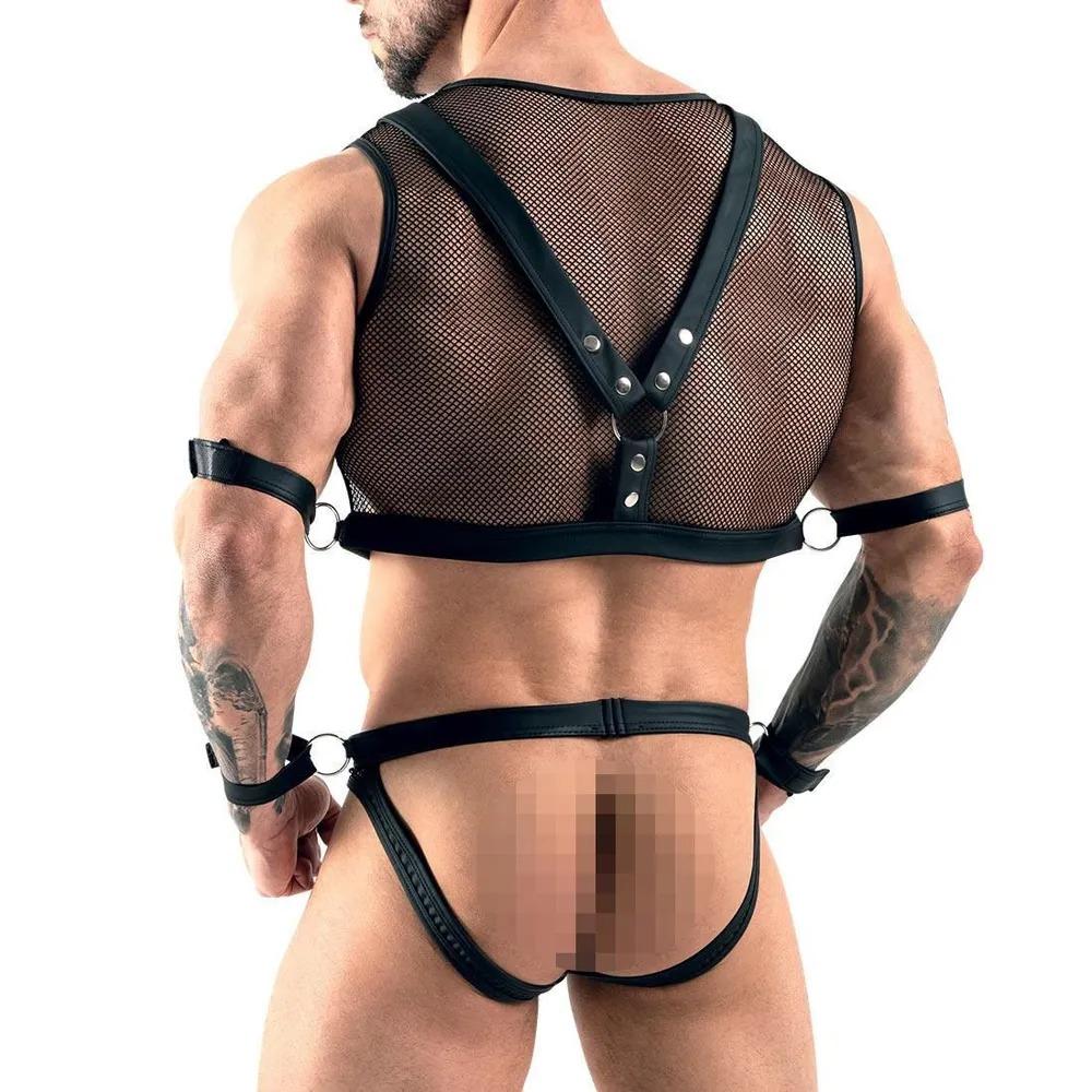 Sexy Men's Lingerie - Fishnet Hollow Nightclub Bar Role-playing Temptation Uniform