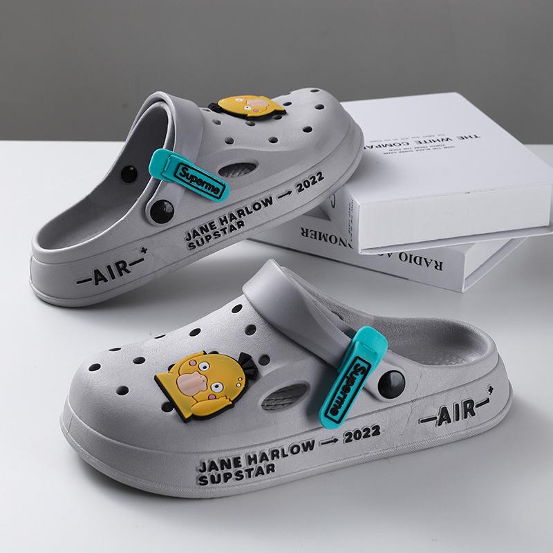 Hole Shoes Men's New Year Couple Platform Slippers Bag Head Sandals Non-slip Casual Soft-soled Beach Shoes Men