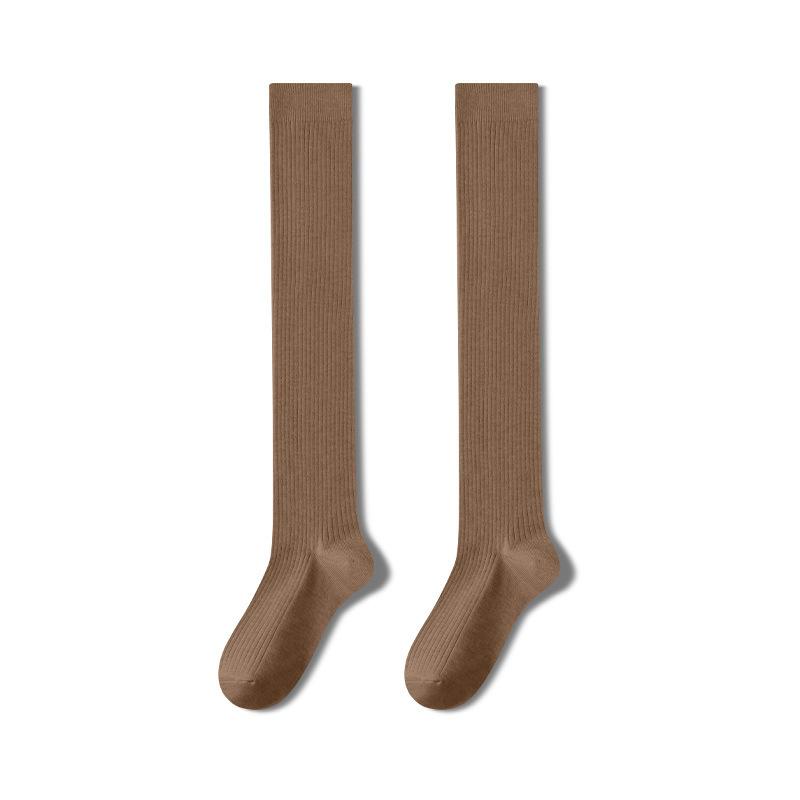 

Белые носки для женщин, компрессионные гольфы из чистого хлопка, антибактериальные и дезодорирующие высокие носки, бесшовные длинные носки 1 pair кофейный