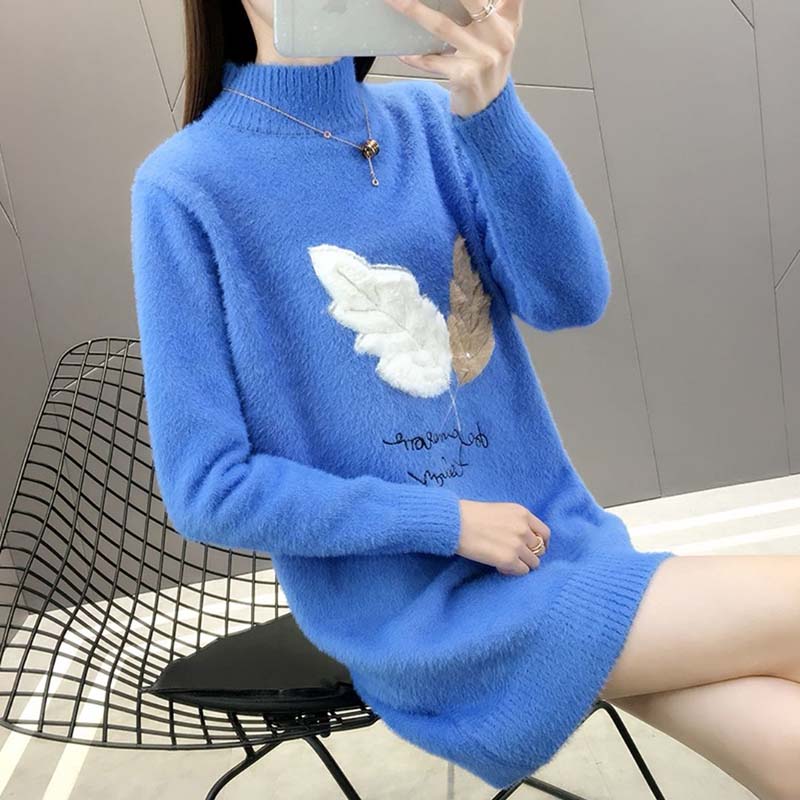 

Свитер для женщин Осень Зима Утепленный Теплый Вязаный Эластичный С длинным рукавом Топы XL