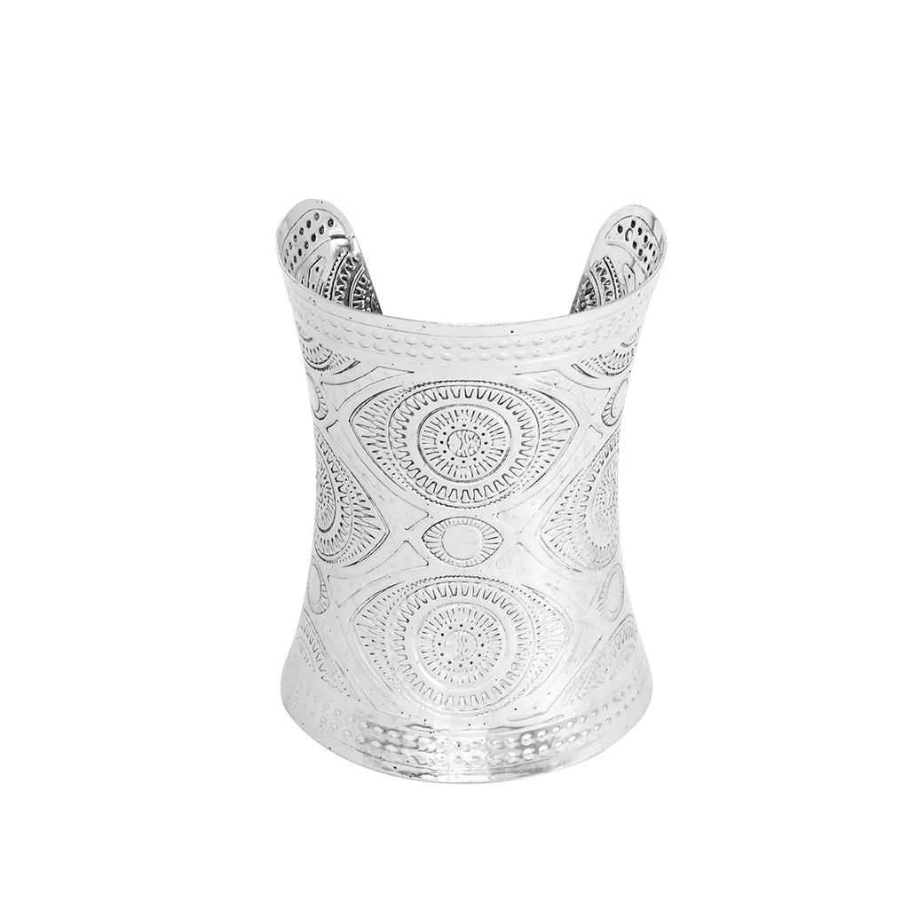 Exaggerated African ethnic eye graphic engraving bracelet, retro wide open cuff decorative bracelet