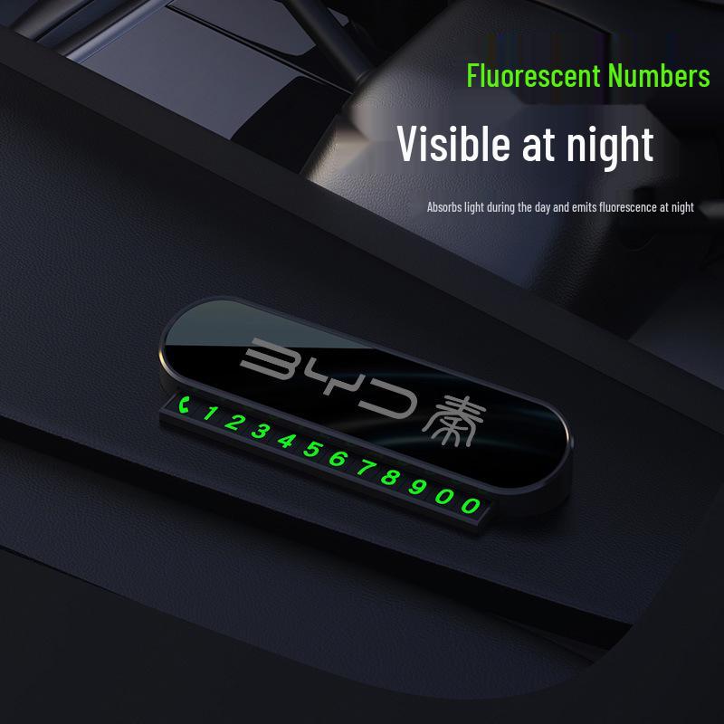 Laser-Engraved Temporary Parking Phone Number Signs for BYD Qin L/PLUS/EV/PRO (Concealable)