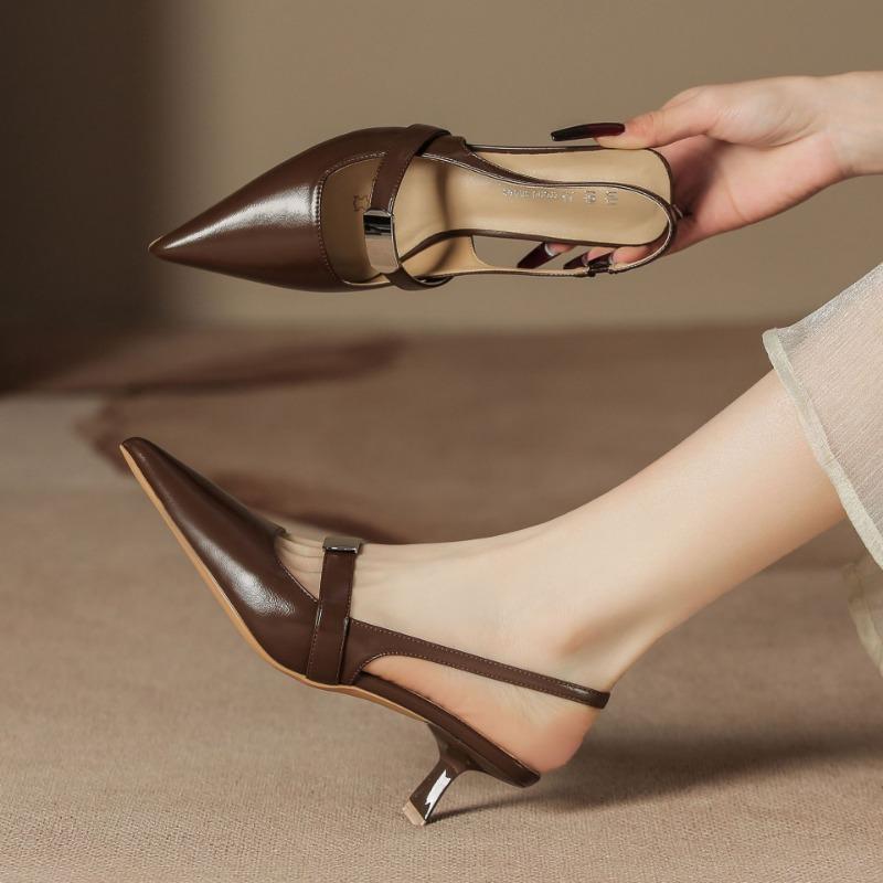 

H968-2 женские туфли, высокие каблуки, высокое чувство, не устают ноги, повседневная одежда, заостренный носок, тонкий каблук, сумка-головка, одинарные туфли с юбкой женские туфли 39 коричневый