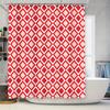 Modern Bath Curtain with Red and Black Diamond Pattern Waterproof Fabric Shower Coo