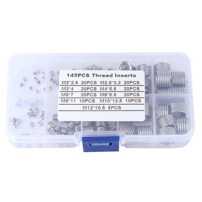 145Pcsset Stainless Steel Wire Screw Sleeve Thread Repair Insert Kit Tool Set