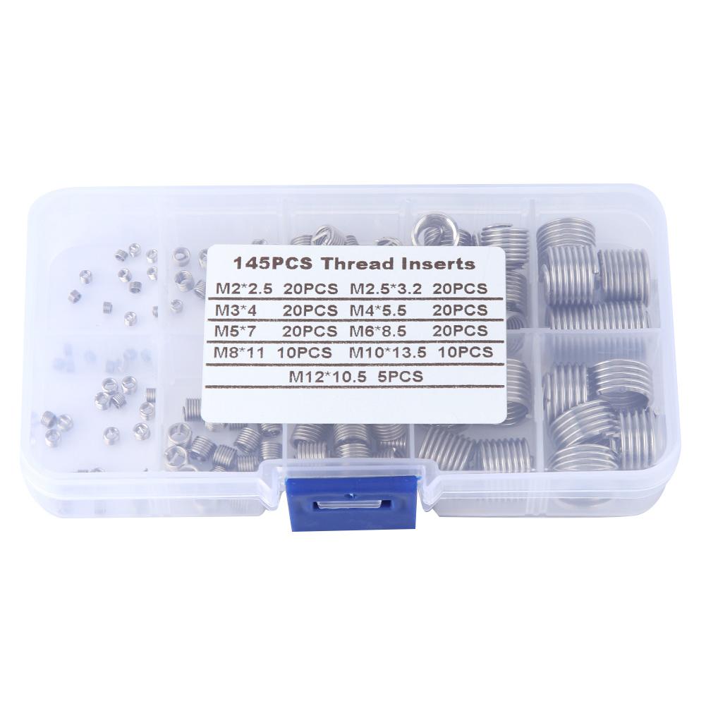 

145Pcsset Stainless Steel Wire Screw Sleeve Thread Repair Insert Kit Tool Set