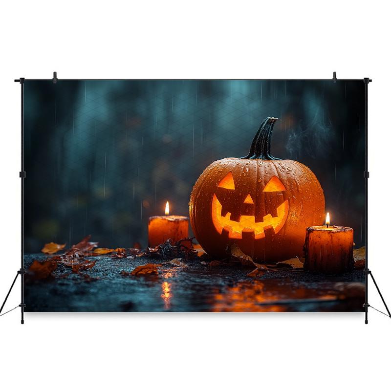 Halloween Background For Photography Night Forest Candle Autumn Pumpkin Party Backdrop Baby Shooting Props Decorations Photozone