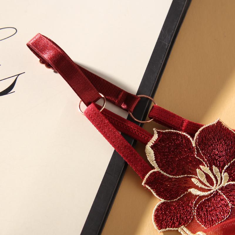Breathable Underpants Flower Thin Belt Embroidery Transparent Women Panties Korean Underwear T Back Thongs String Briefs