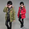 3 -14 Years Very Keep Warm Winter Boys Jacket Teenager Mid-Length Plus Velvet Thick Fur collarHooded Cotton Coat For Kids
