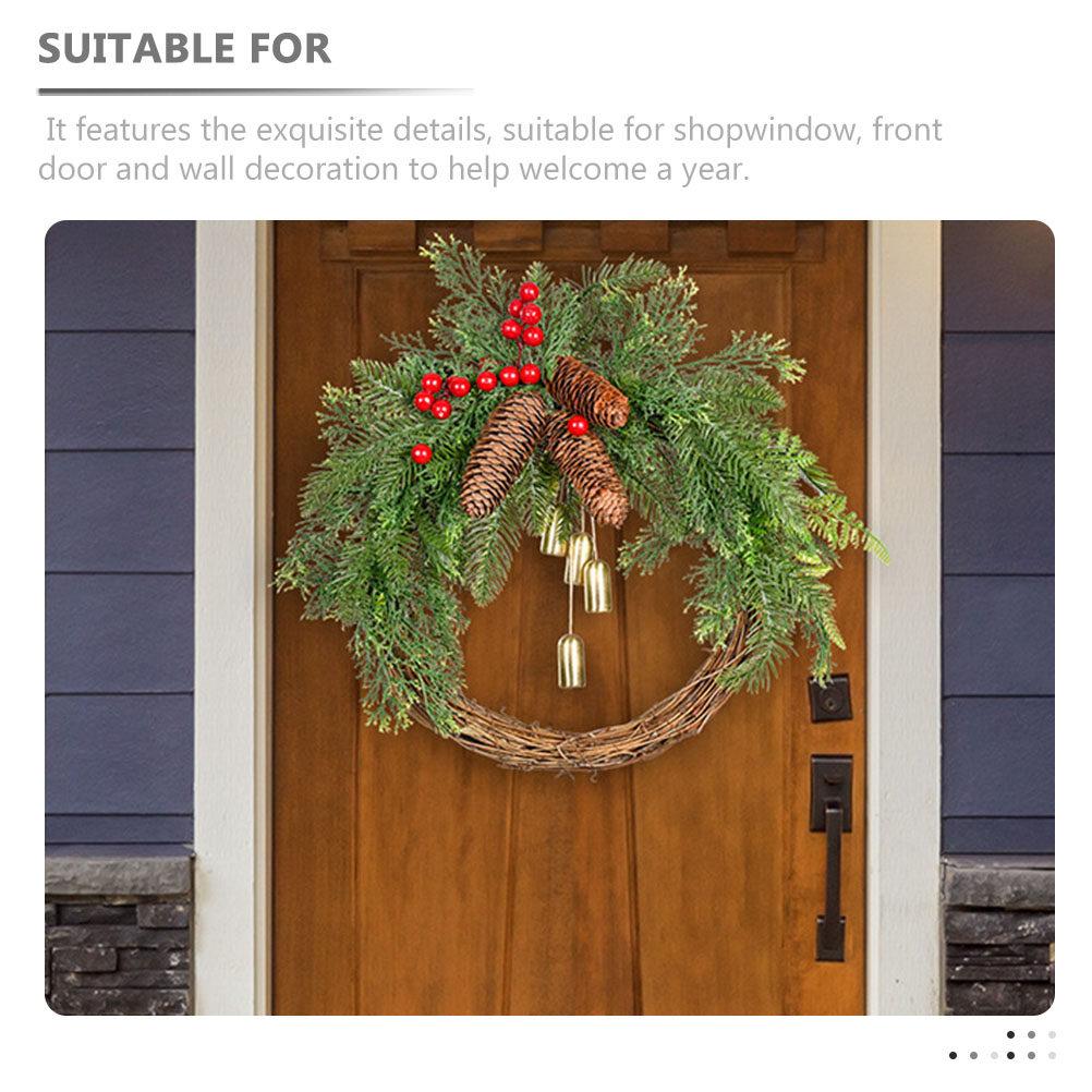 Xmas Wreath Christmas Garland Bell Garland Front Door Decoration Xmas Party Scene Decorative Wreath Wall Hanging Decoration