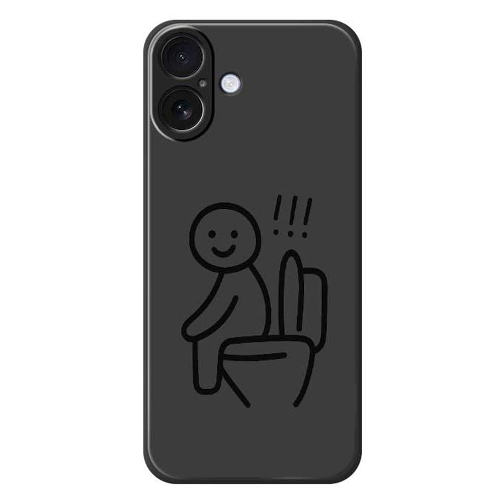 For iPhone 17 Case Stickman Toilet Pattern Printing Straight Edge TPU Phone Back Cover