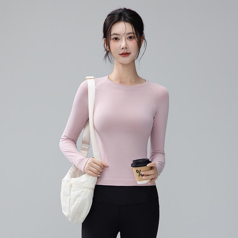 Women's Autumn/Winter Round Neck High Elastic Slimming Long Sleeve Quick-Dry Yoga and Fitness Top
