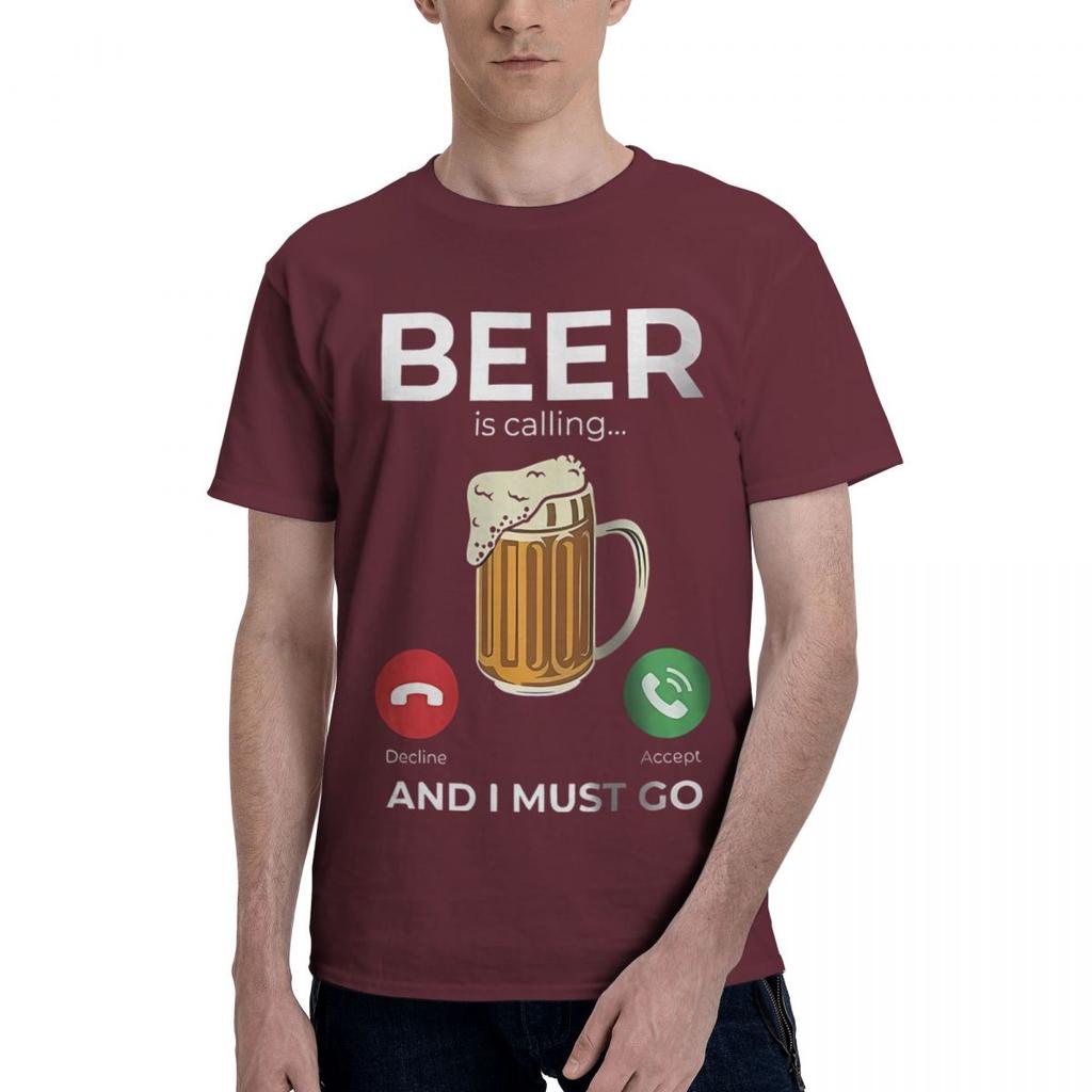 Beer Is Calling I Must Go Printed 100 Cotton Casual Breathable Confortable Top Designer Clothes Men Funny Gifts