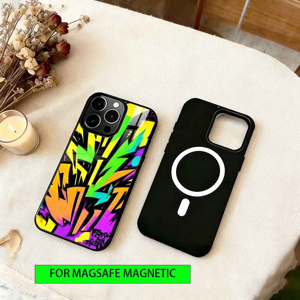 Graffiti Art Phone Case For iPhone17,16,15,14,13,12,11 Plus,Pro Magnetic with Magsafe Wireless Charging